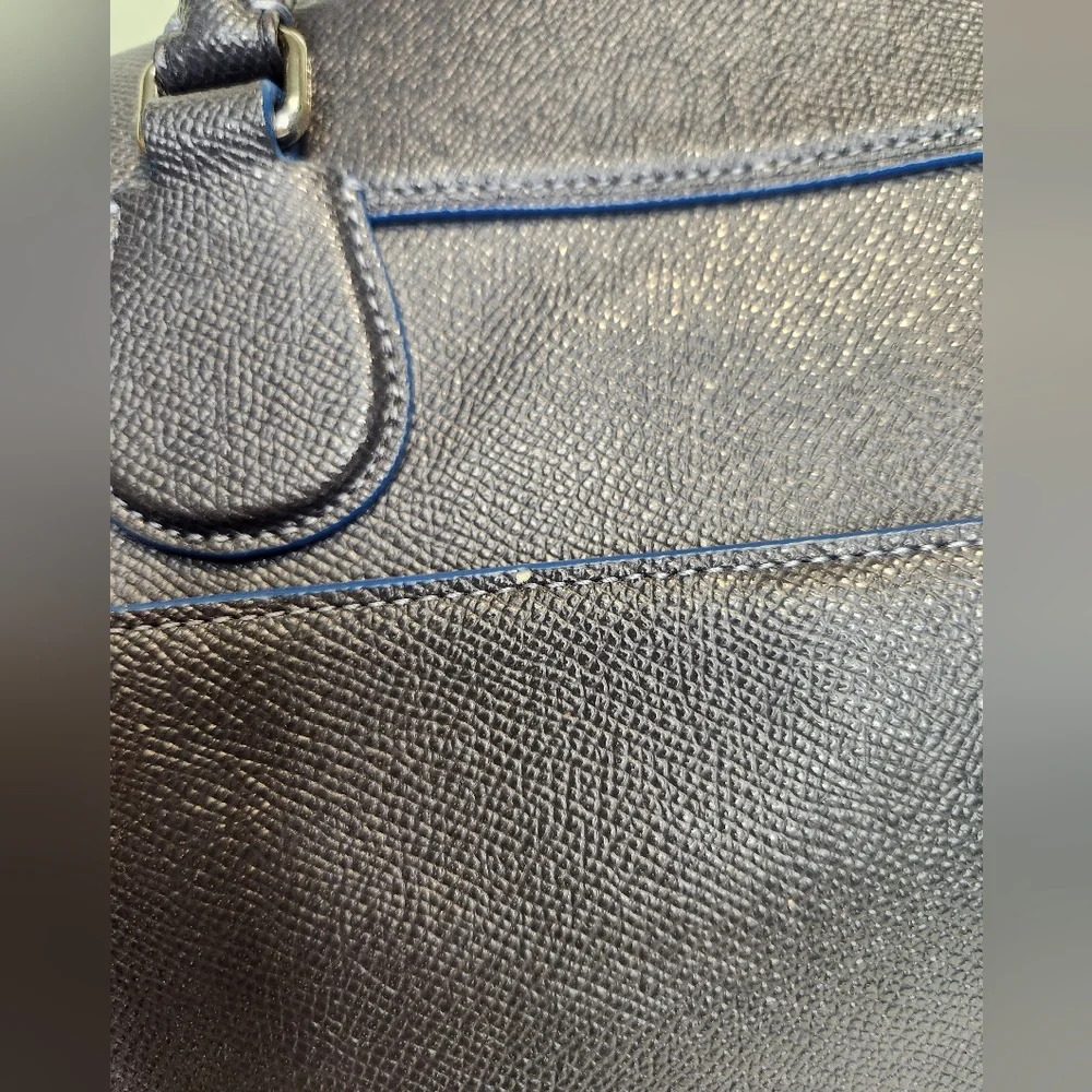 Coach grey/blue satchel Bennett Bag with Multicolor whipstitch Handle
